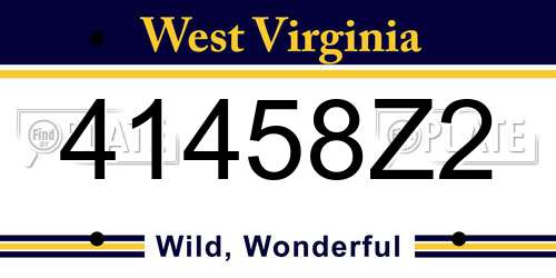 41458Z2 West Virginia License Plate