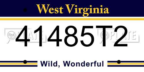 41485T2 West Virginia License Plate