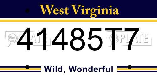 41485T7 West Virginia License Plate