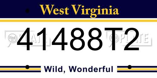 41488T2 West Virginia License Plate