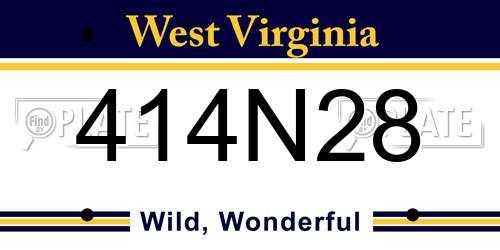 414N28 West Virginia License Plate