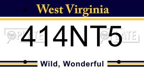 414NT5 West Virginia License Plate