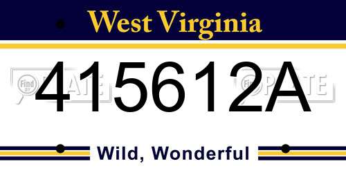 415612A West Virginia License Plate