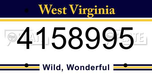 4158995 West Virginia License Plate