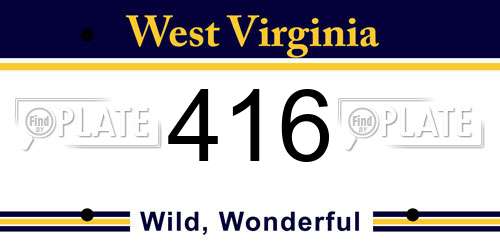 416 West Virginia License Plate