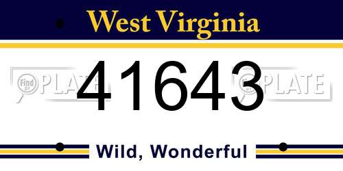 41643 West Virginia License Plate