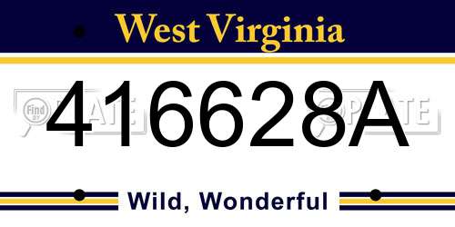 416628A West Virginia License Plate