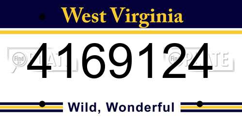 4169124 West Virginia License Plate