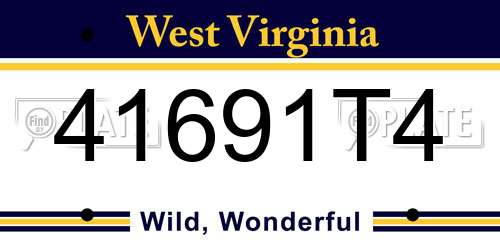 41691T4 West Virginia License Plate