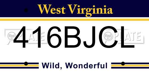 416BJCL West Virginia License Plate