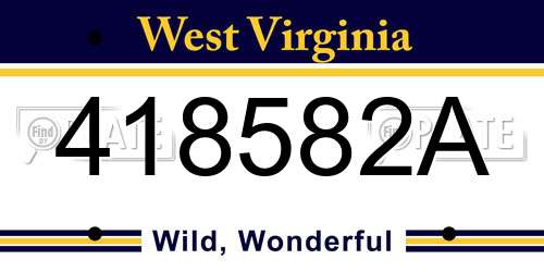 418582A West Virginia License Plate