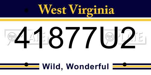 41877U2 West Virginia License Plate