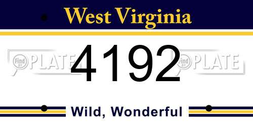4192 West Virginia License Plate