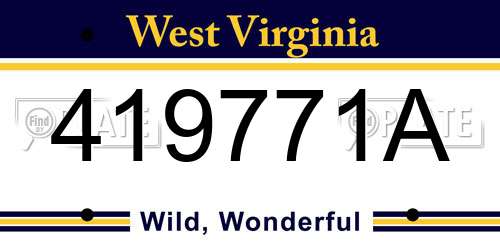 419771A West Virginia License Plate