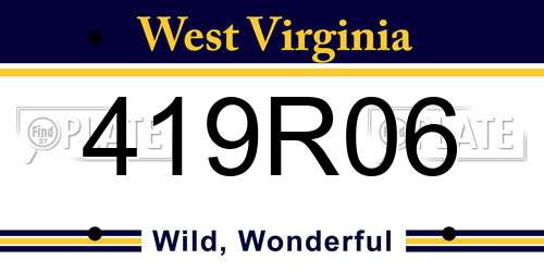 419R06 West Virginia License Plate