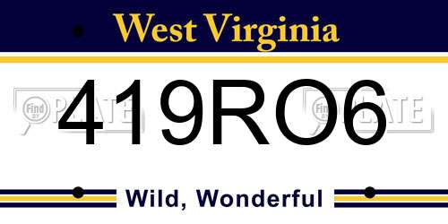 419RO6 West Virginia License Plate