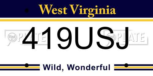 419USJ West Virginia License Plate