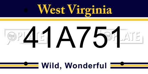 41A751 West Virginia License Plate
