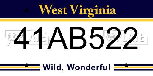 41AB522 West Virginia License Plate