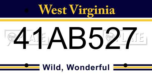 41AB527 West Virginia License Plate
