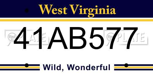 41AB577 West Virginia License Plate