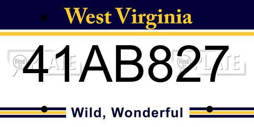 41AB827 West Virginia License Plate