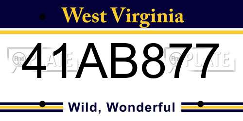 41AB877 West Virginia License Plate