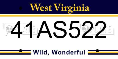 41AS522 West Virginia License Plate