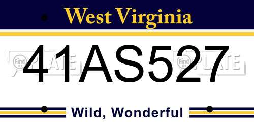 41AS527 West Virginia License Plate