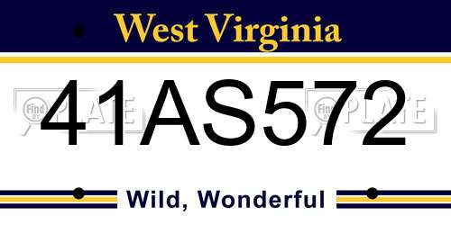 41AS572 West Virginia License Plate