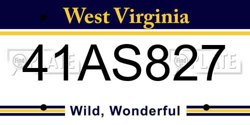 41AS827 West Virginia License Plate