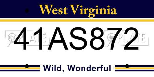 41AS872 West Virginia License Plate