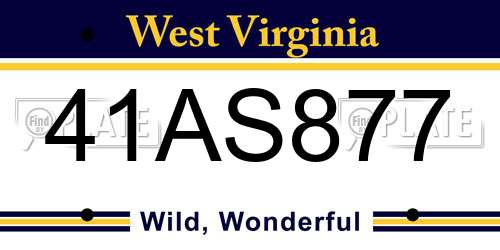41AS877 West Virginia License Plate