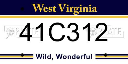 41C312 West Virginia License Plate