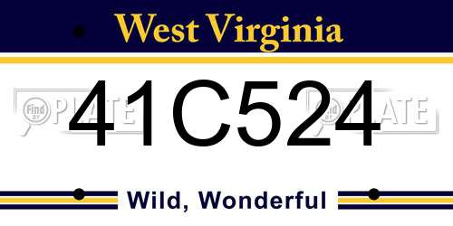 41C524 West Virginia License Plate