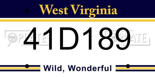 41D189 West Virginia License Plate