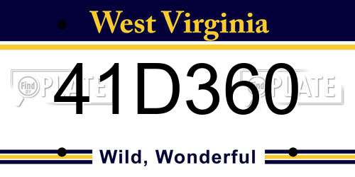 41D360 West Virginia License Plate
