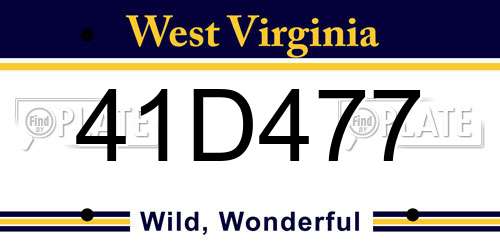 41D477 West Virginia License Plate