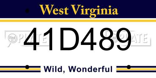 41D489 West Virginia License Plate