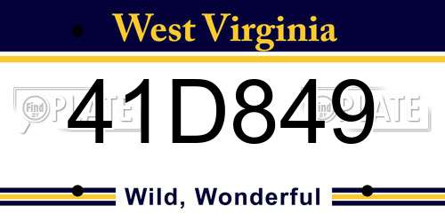 41D849 West Virginia License Plate