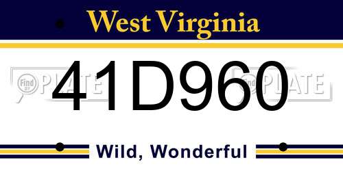 41D960 West Virginia License Plate