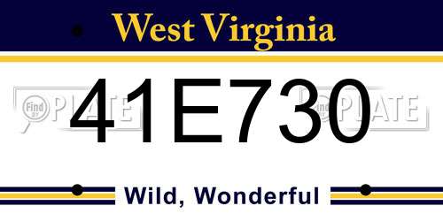 41E730 West Virginia License Plate
