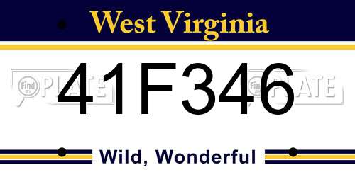 41F346 West Virginia License Plate