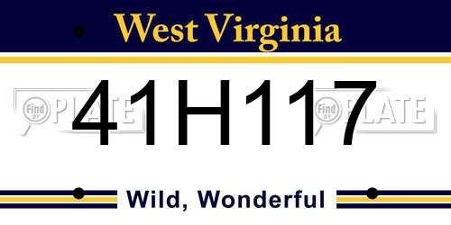 41H117 West Virginia License Plate