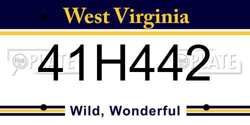41H442 West Virginia License Plate