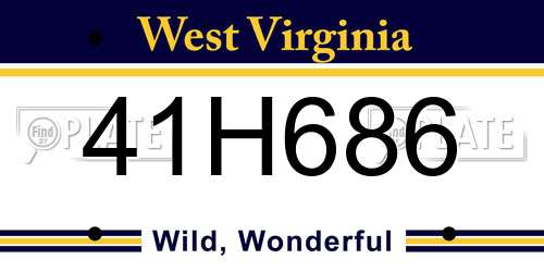 41H686 West Virginia License Plate