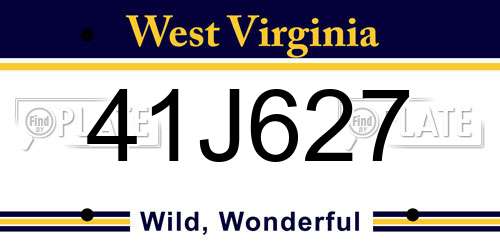 41J627 West Virginia License Plate