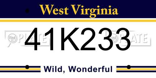 41K233 West Virginia License Plate