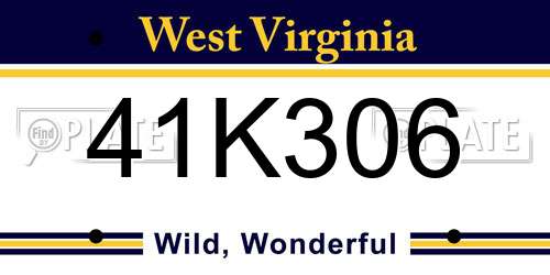 41K306 West Virginia License Plate