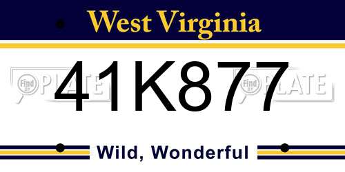 41K877 West Virginia License Plate